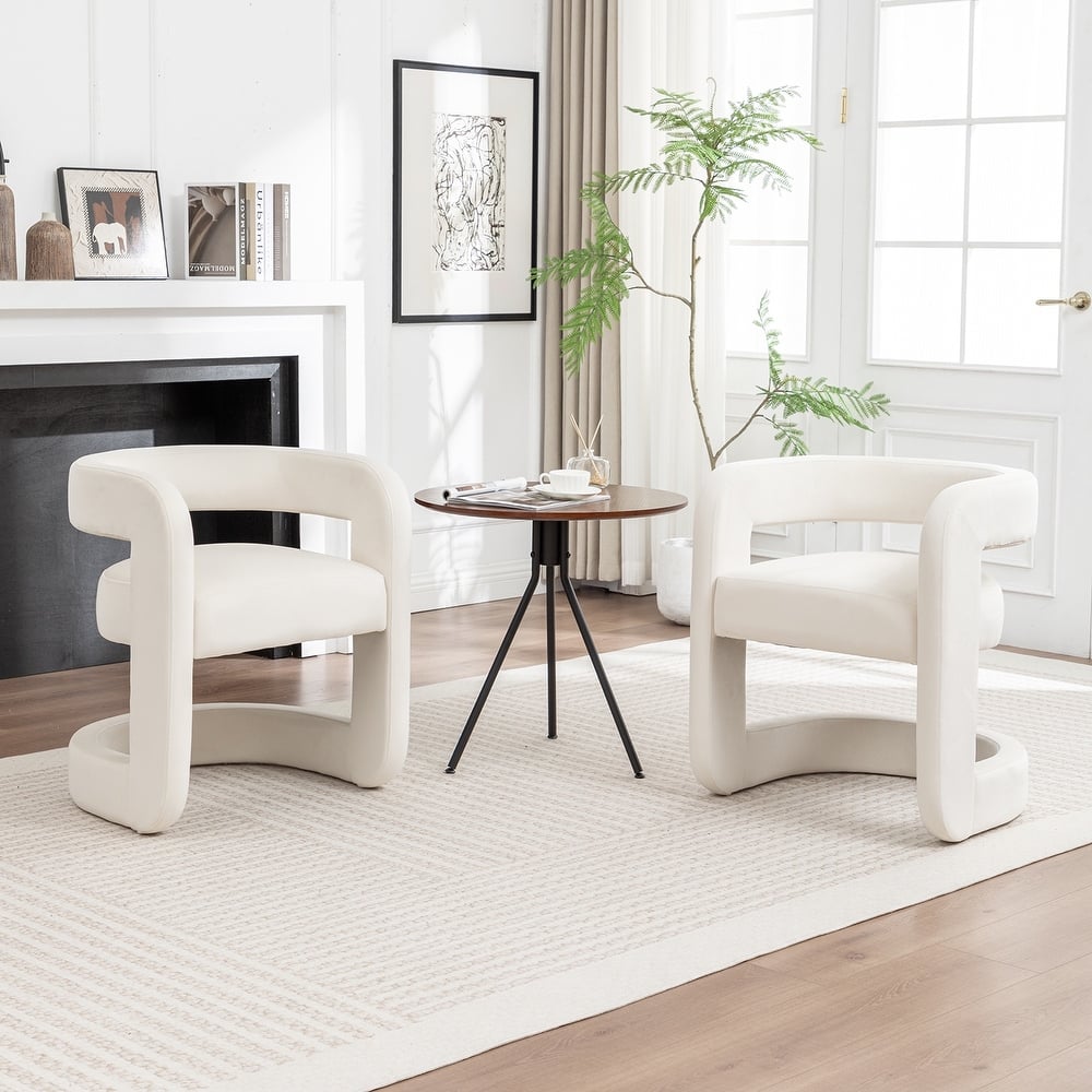 SEYNAR Modern Velvet E-Shaped Open Back Dining chair Set of 2