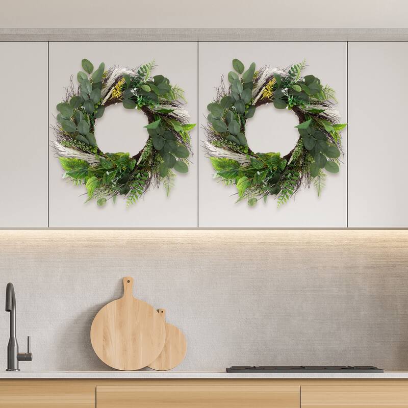 Pure Garden 22-Inch Sweet Anne Eucalyptus Wreath