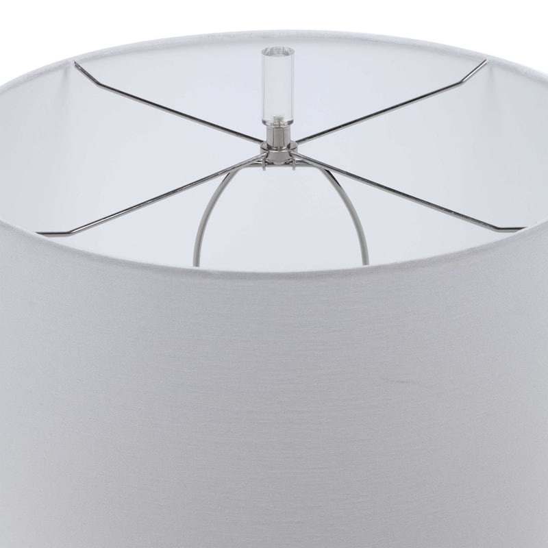 Coastal Style Crackle Glaze Table Lamp with White Drum Shade - 30.5" - Aqua Blue