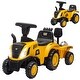 preview thumbnail 1 of 8, Licensed Caterpillar Kids Ride-On Tractor with Shovel, Storage Trailer, Lights & Music - Yellow Yellow