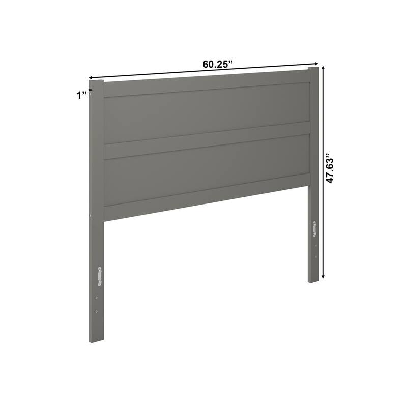 Queen Size Solid Wood Panel Headboard with Clean Modern Styling, Soft Grey Finish for Bedroom Beds