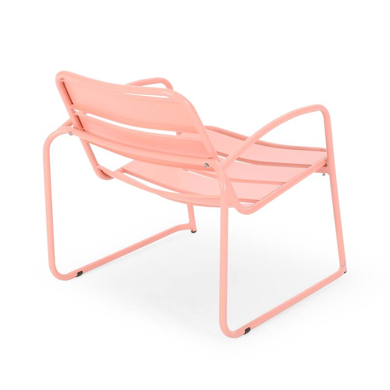 Gigi Outdoor Accent Chair Set of 2, Powder Coated Iron in Peach Finish