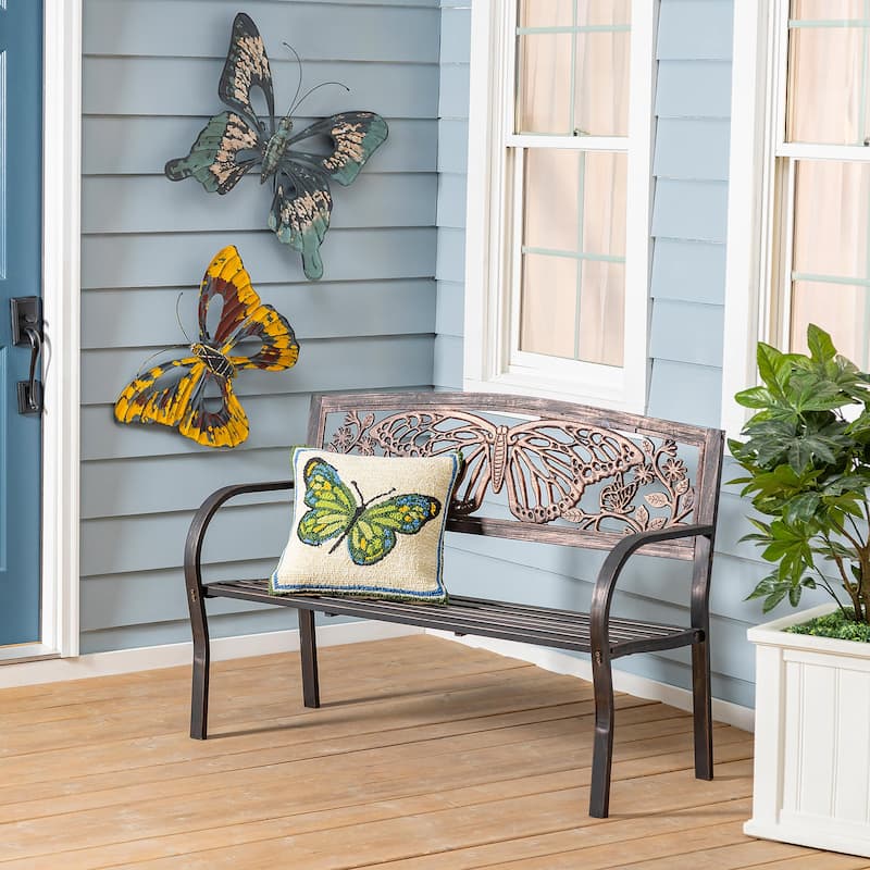 48 in. Butterfly Metal Garden Bench - 48 in