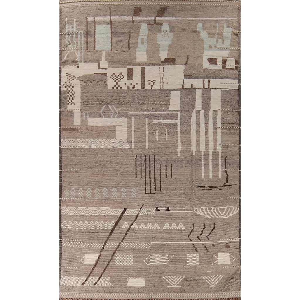 All-Over Abstract Moroccan Palace Size Rug Hand-Knotted Wool Carpet - 11'11"x 18'5"
