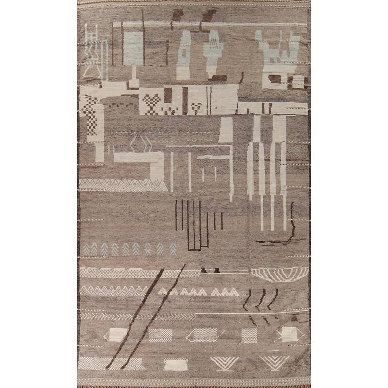 All-Over Abstract Moroccan Palace Size Rug Hand-Knotted Wool Carpet - 11'11"x 18'5"