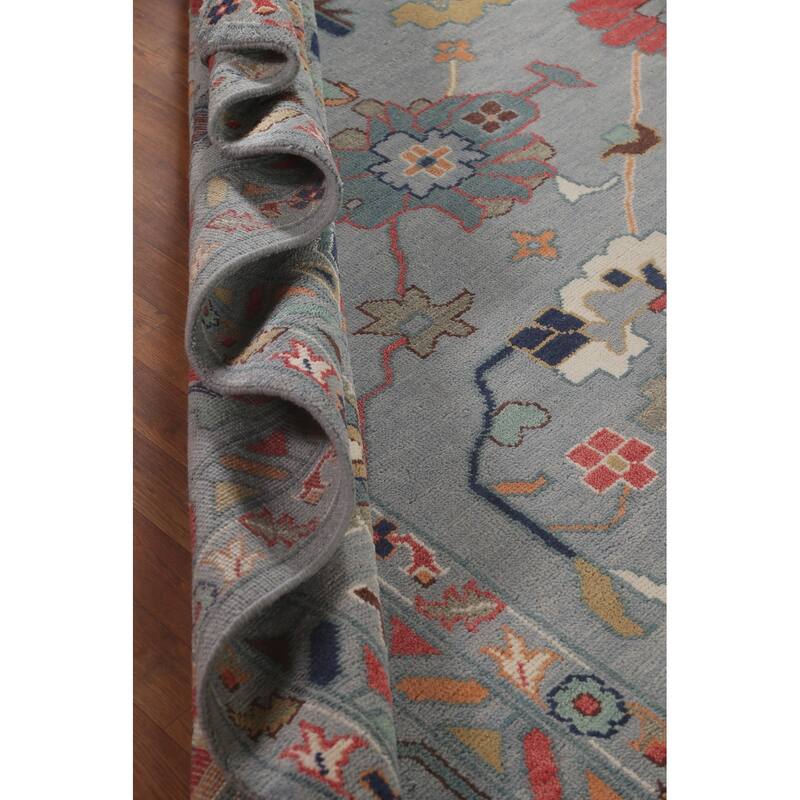 Gray Floral Oushak Oriental Large Area Rug Handmade Wool Carpet - 12'2" x 14'11"