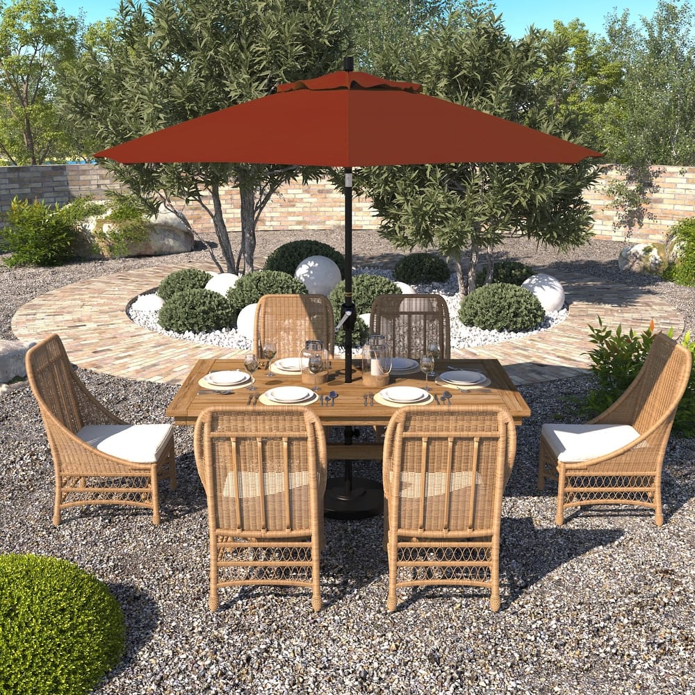 California Umbrella 9' Round Crank Lift Push Button Tilt Black Aluminum Patio Umbrella with Pacifica Pacific Blue Fabric