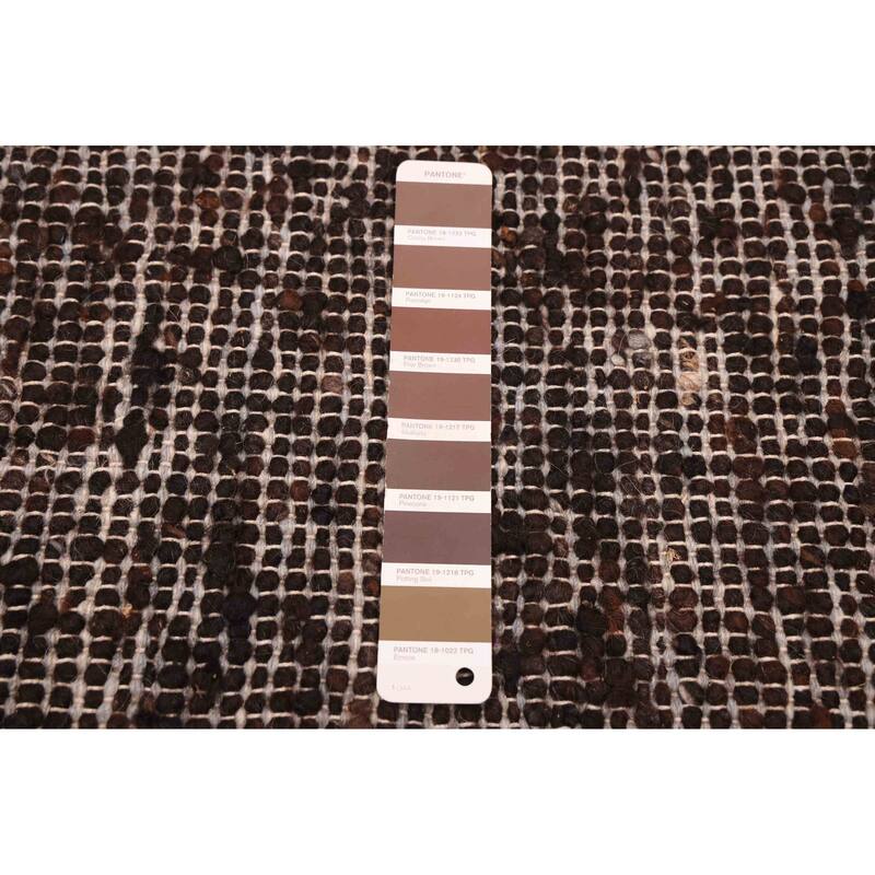 ECARPETGALLERY Braid weave Sienna Dark Brown Wool Kilim - 8'0 x 10'0