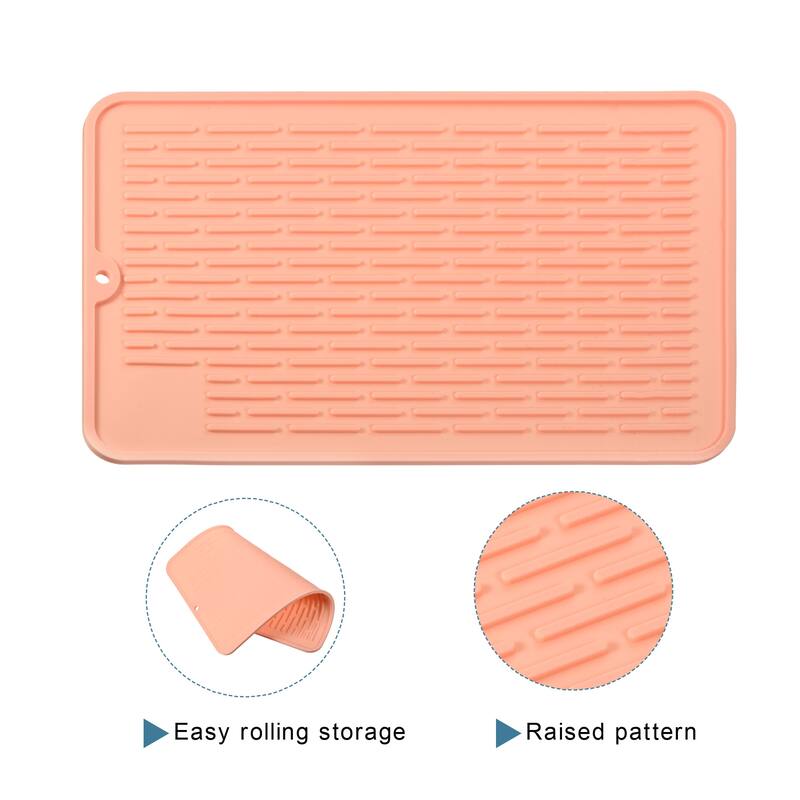 Silicone Dish Drying Mat Set, 11.8"x7.9" Dish Drain Pad Heat Resistant - 30 x 20 x 0.5cm - Pink