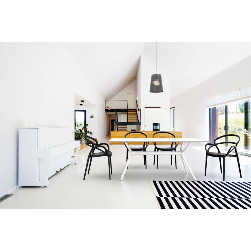 33" Black Outdoor Patio Round Dining Arm Chair