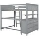 preview thumbnail 38 of 43, Full Size Loft Bed with Drawers and Writing Desk, Wooden Storage Bed with Shelves, Safety Guardrails and Ladder