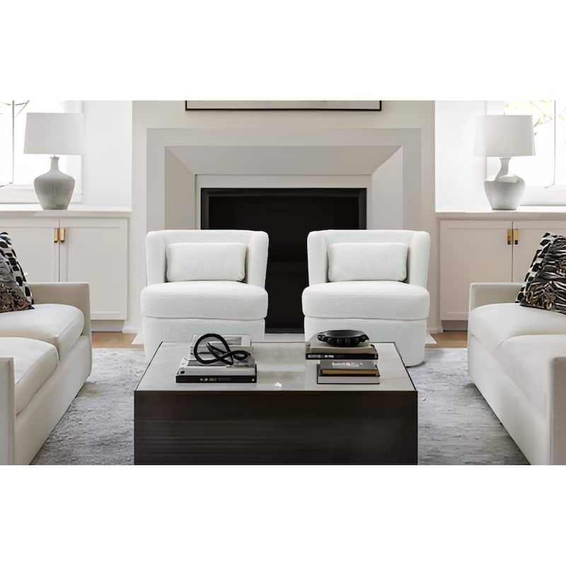 Upholstered Swivel Barrel Accent Chair (Set of 2)