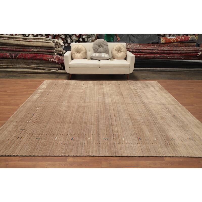 Hand Knotted Oriental 100% Wool Carpet Tribal Animal Pictorial Brown Gabbeh Area Rug - 8' 11'' X 8' 11''