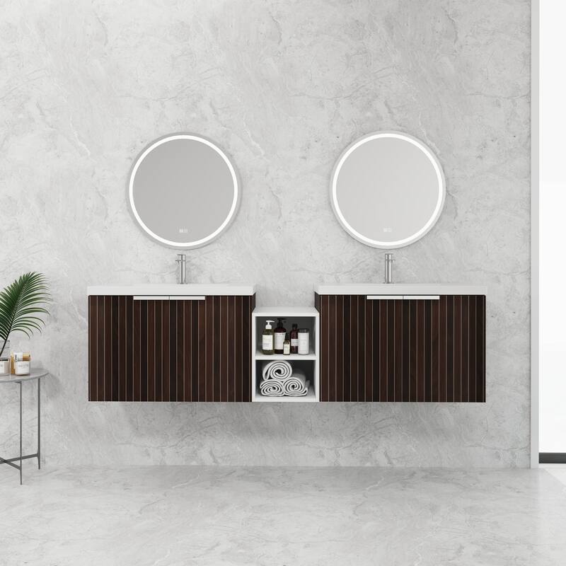 ARTCHIRLY 24/36/48/60/72/84 Inch Bathroom Vanity with Sink, Floating Bathroom Vanity with Soft Close Door and Shelf