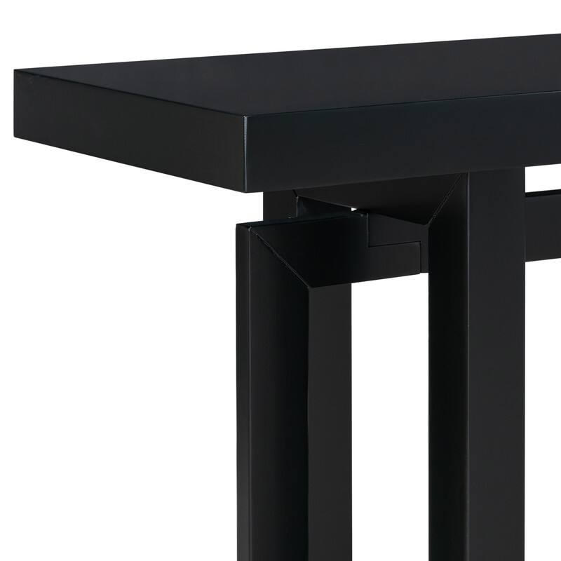 Modern Entryway Console Table with Industrial-inspired Concrete Wood Top, Hallway Foyer Sofa Long Table Entryway Table