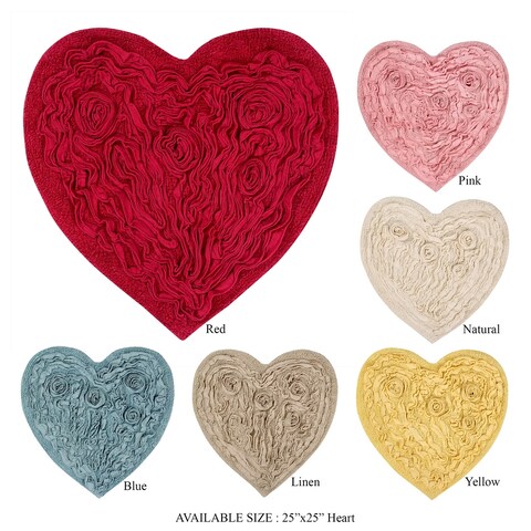 Home Weavers Bellflower Collection Absorbent Cotton Machine Washable Heart Shape Rug 25"x25"