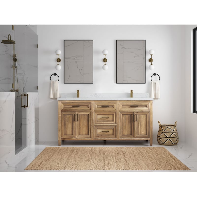Willow Collections 72 in. W x 22 in. D Santa Monica Teak Double Sink Bathroom Vanity with Countertop