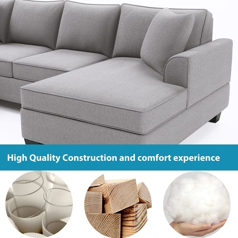 110*86" Sectional Sofa Upholstered Modern English Arm Classic U-shaped Sofa 3 Pillows Included