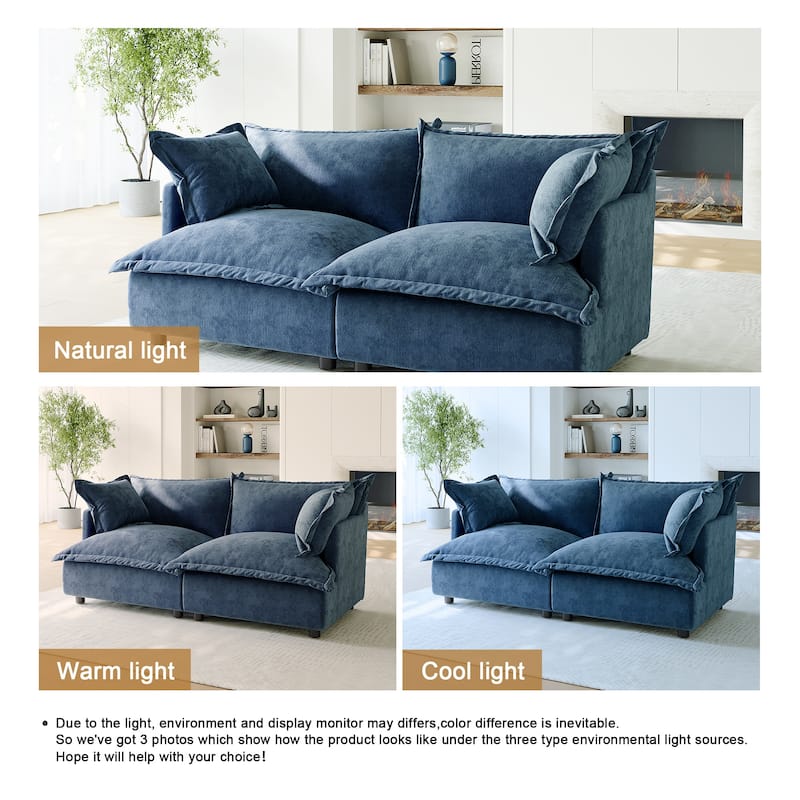 80"W Upholstered Chenille Comfy Cloud Couch Modular Sectional Sofa
