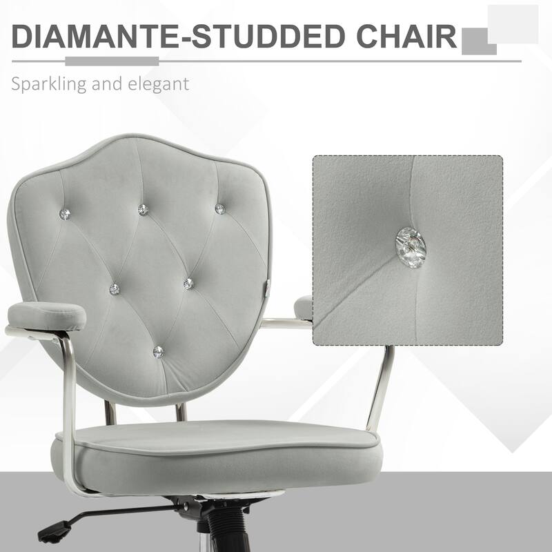 Velvet Upholstered Office Chair Leisure Chair, Stylish Executive Chair Gaming Chair with Upholstered Armrests
