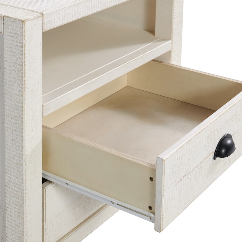 Windsor 2-Drawer Wood Nightstand