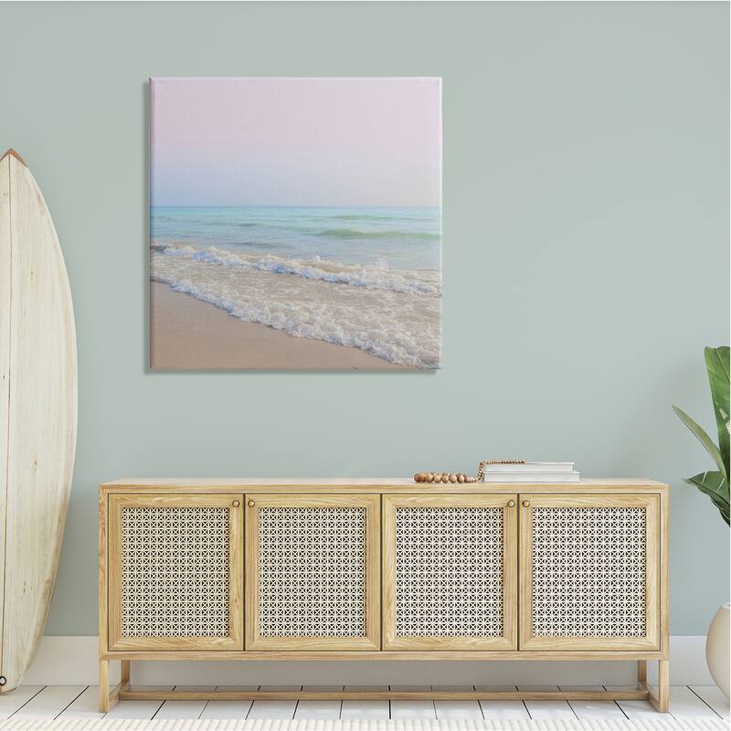 Stupell Aesthetic Beach Pastel Foamy Waves Pink Skies Canvas Wall Art - Multi-Color
