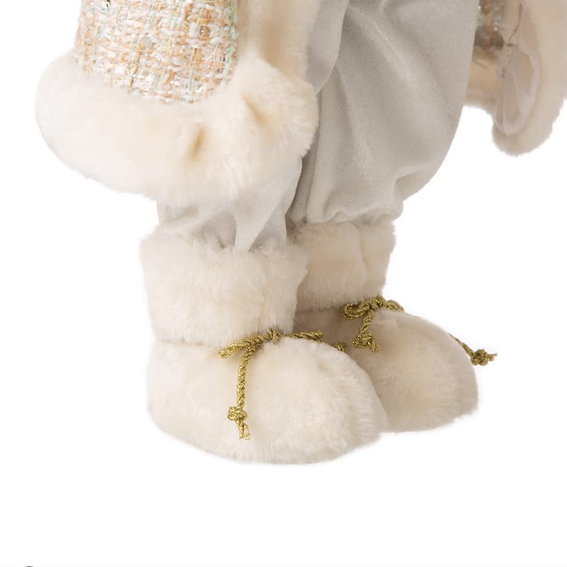 Glitzhome Christmas Lifelike Standing Santa Figurine Table Top Decor