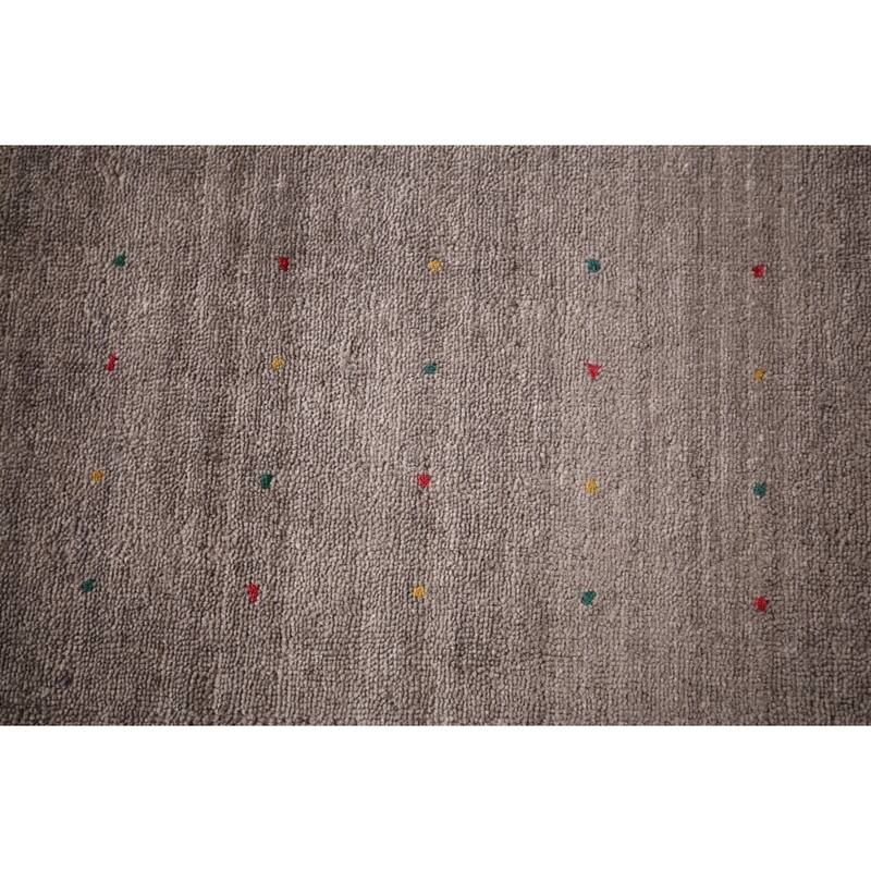 Earth Tone Striped Gabbeh Indian Area Rug Handmade Wool Carpet - 7'10" X 9'8"