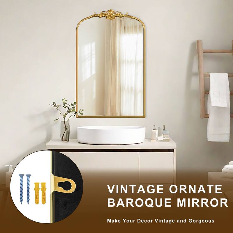 Vintage Carved Arched Mirror Baroque Mirror