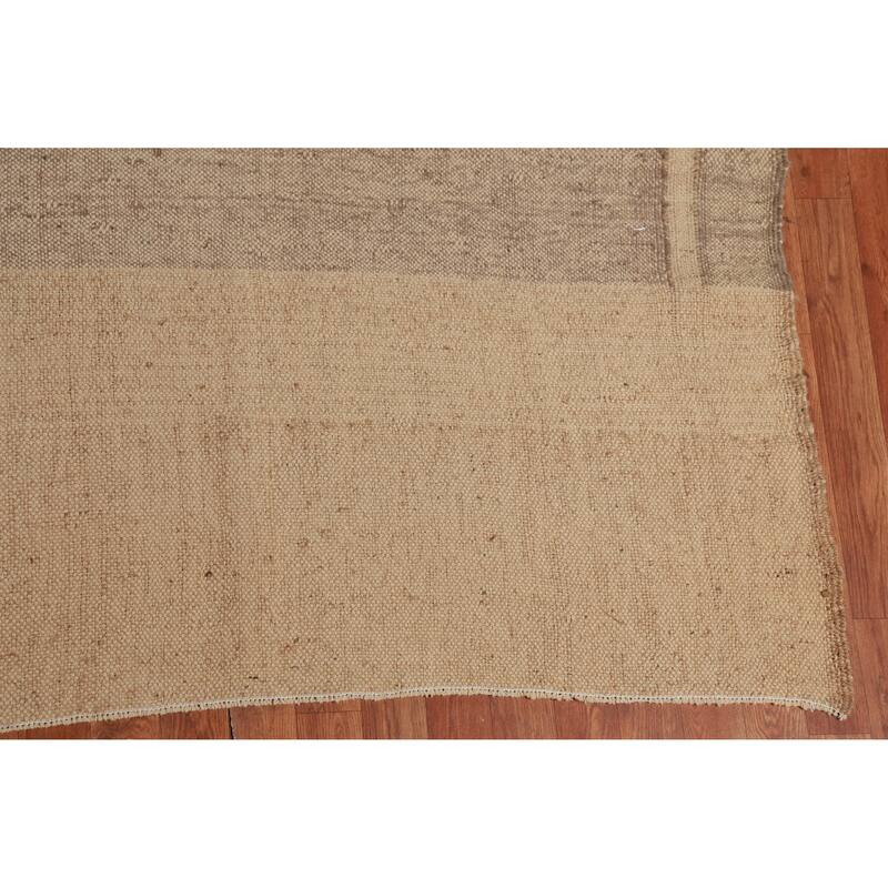 Hand Woven Oriental 100% Jute Carpet Southwestern Modern Brown Kilim Area Rug - 11' 2'' X 9' 6''