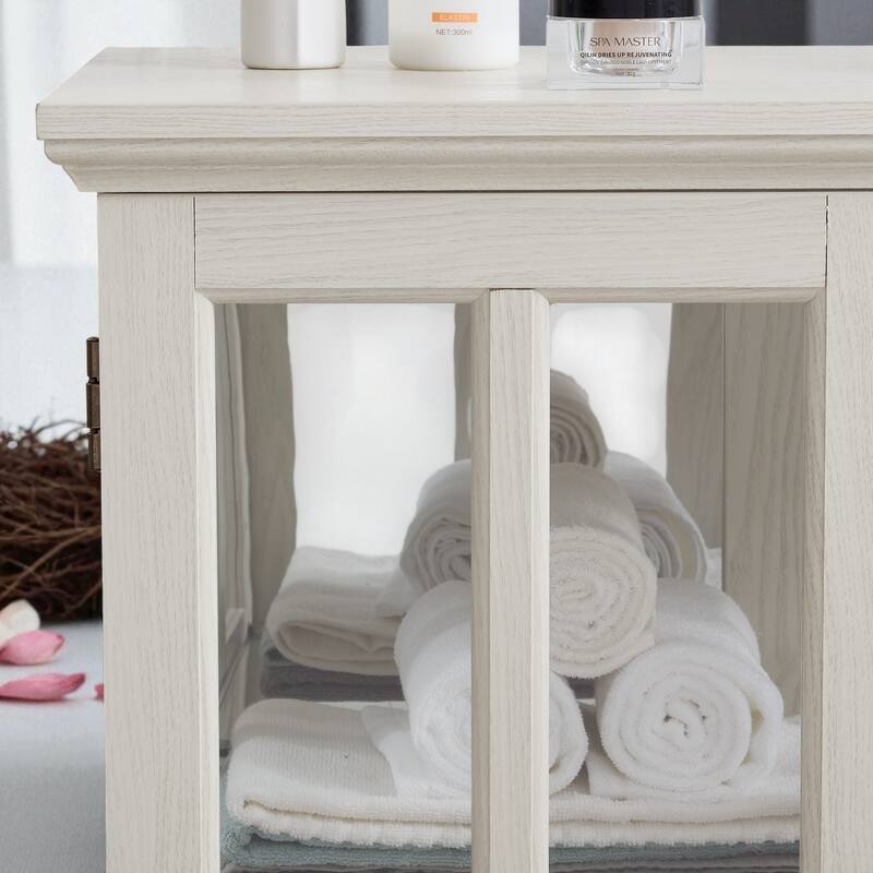 LED Lighted Curio Display Cabinet with Adjustable Shelves, Retro Glass Showcase and Lattice Doors