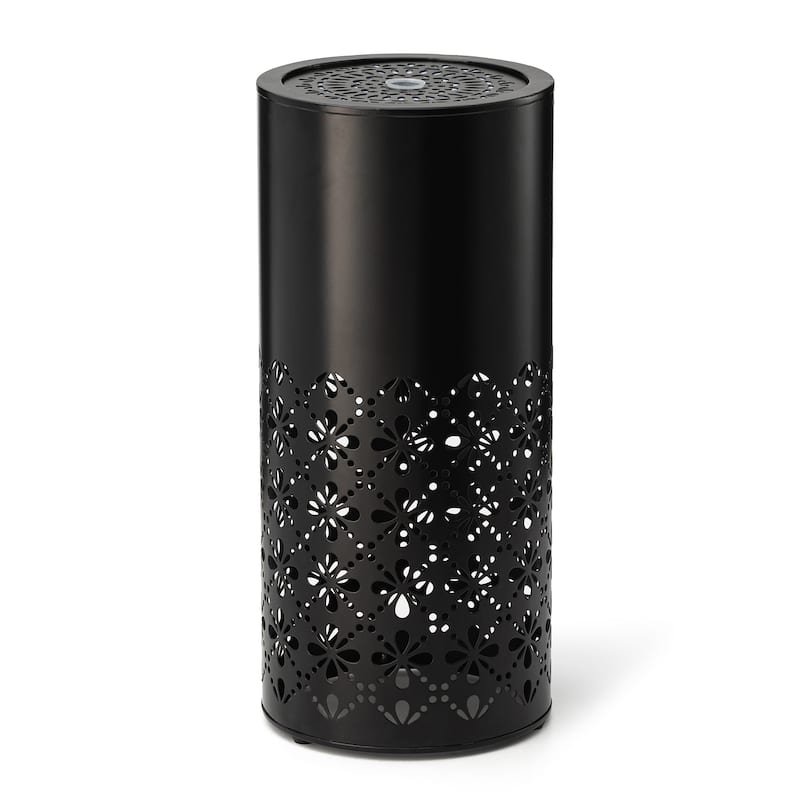 Glitzhome 23.5"H Metal Modern Cutout Pattern Outdoor Fountain with Lights & Shadows