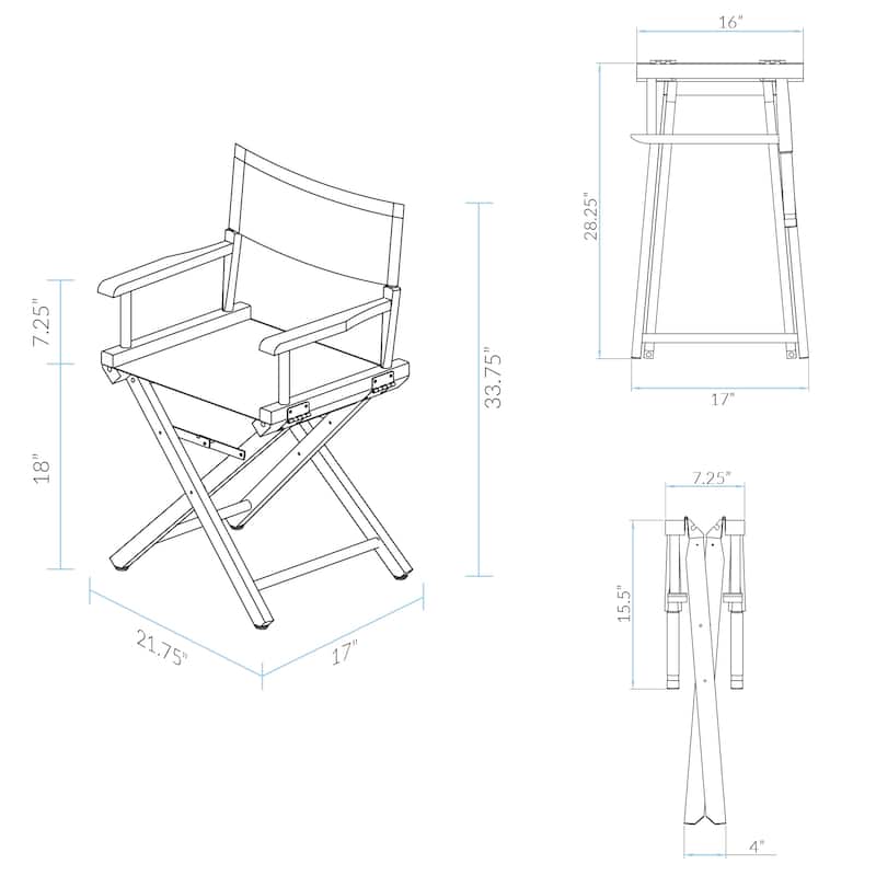 18" Director's Chair White Frame-Congo BongoNatural - 21.75"W x 17"D x 33.75"H