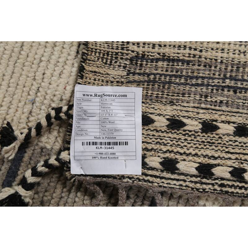 Moroccan Modern Area Rug Hand-Knotted Wool Carpet - 8'11"x 13'1"