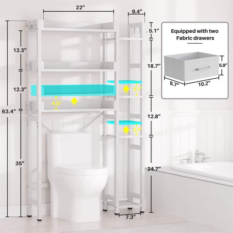 Over The Toilet Storage Cabinet - 9.4"D x 31.1"W x 63.4"H