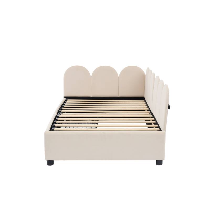 Twin Size Upholstered Daybed with 2 Storage Drawers, Velvet Sofabed with Soft Fabric Headboard, No Box Spring Needed