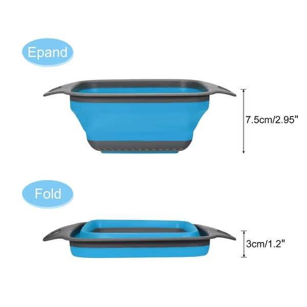 Collapsible Colander, Silicone Square Foldable Strainer with Handle ...