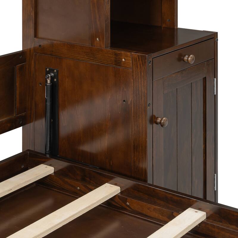 Queen Murphy Bed with Desk & Storage, Space-Saving Wall Bed with Cabinets