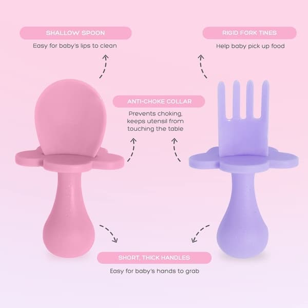 Grabease Baby Spoons Baby Led Weaning Supplies Toddler Forks, 2 Sets, Blush  and Lavender - Bed Bath & Beyond