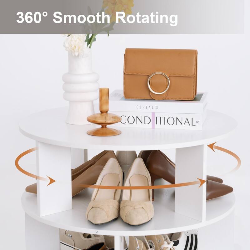 16 Pair Rotating Shoe Rack Tower, Spinning Shoe Storgae Rack - 16 Pair