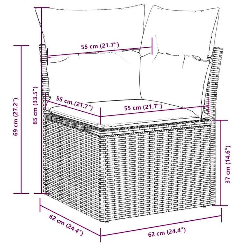 11 Piece Garden Sofa Set with Cushions - 21.7 x 39.4 x 28.7 in