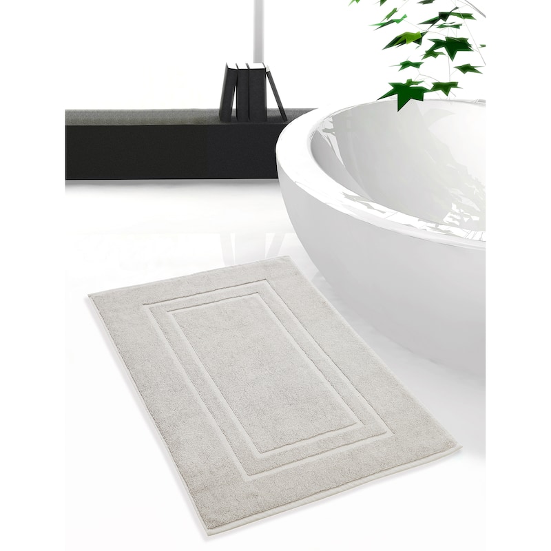 Cotton Terry Absorbent 900 GSM Cotton Bath Mat - (Set of 2) - Silver