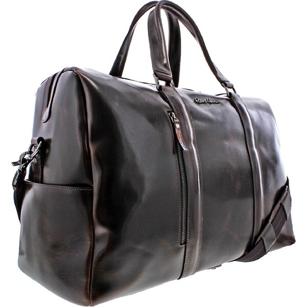 black leather weekend bag mens