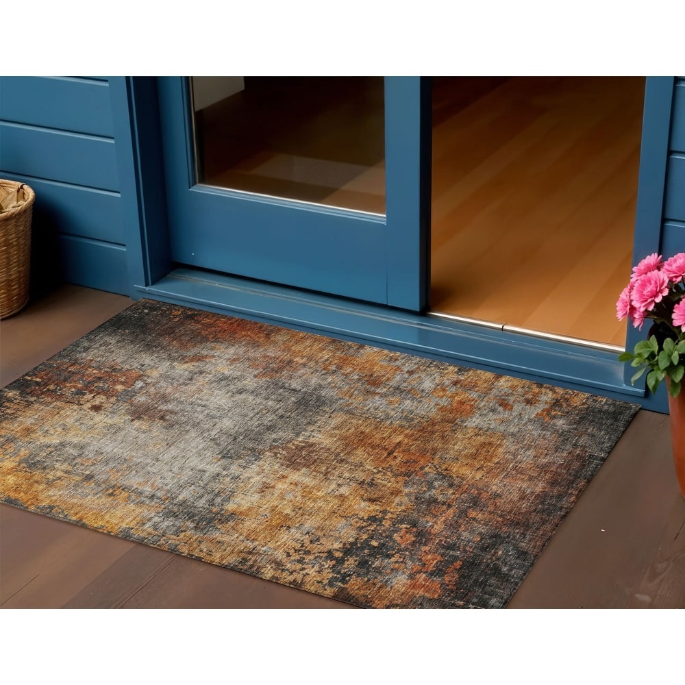 HomeRoots Abstract Transitional Rectangle Outdoor Rug
