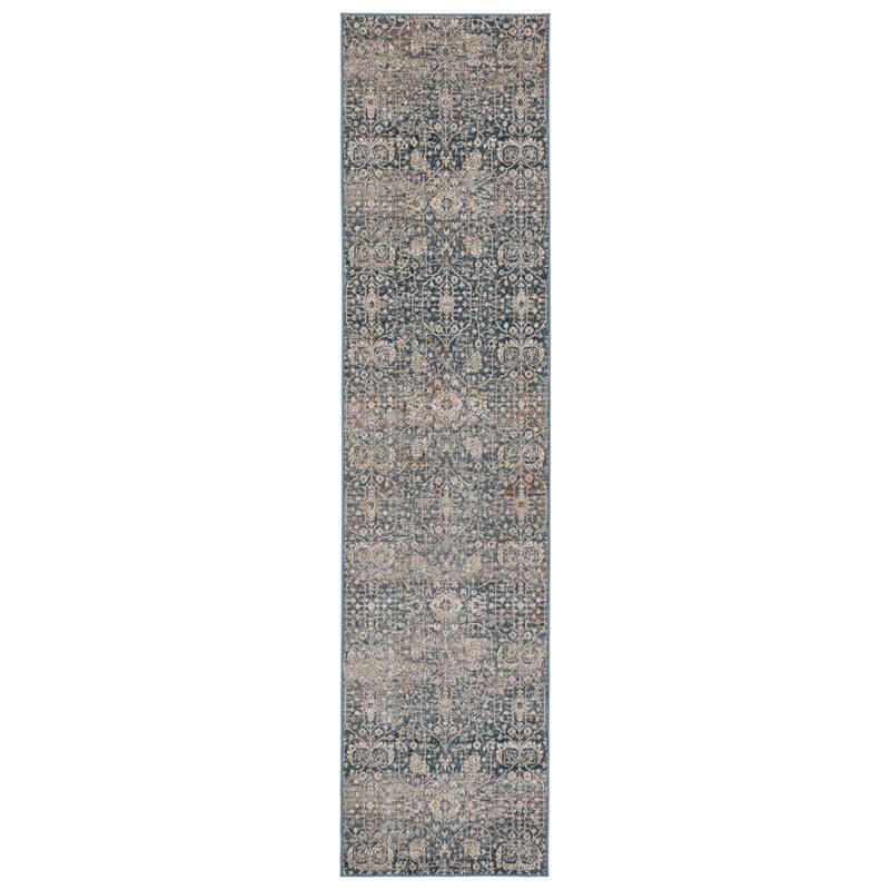 Blaise Damask Gray/ Blue Area Rug
