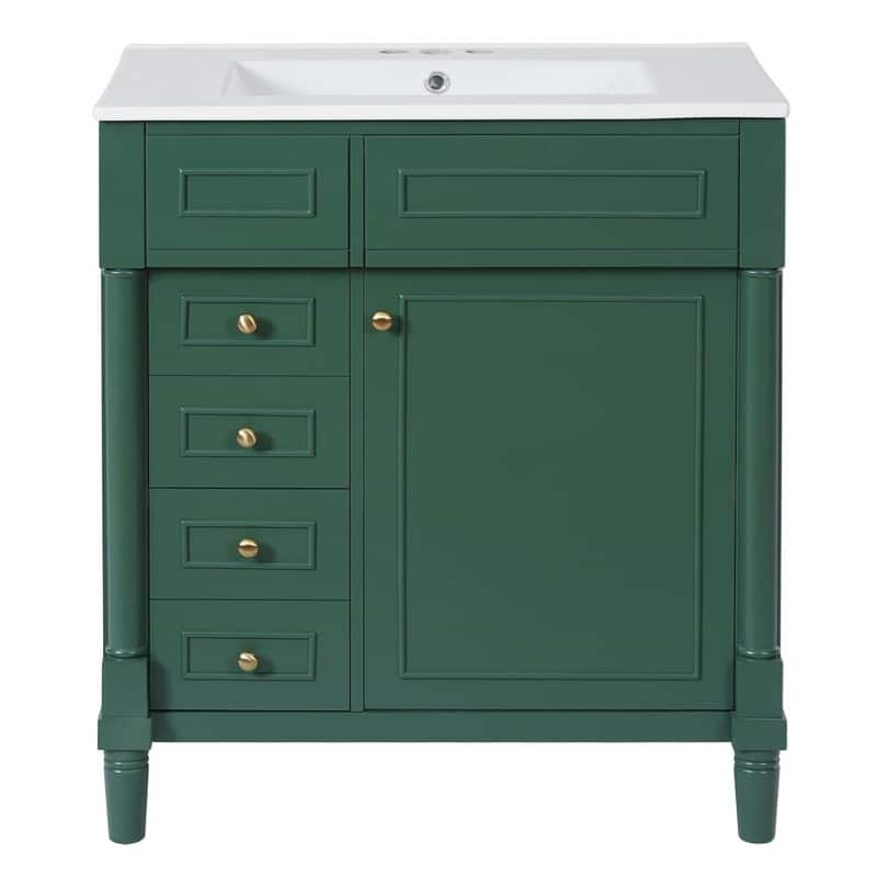 30" Bathroom Vanity with Sink, Freestanding Bathroom Storage Vanity Cabinet w/Soft-Closing Door, Bathroom Cabinet ,2 Drawers