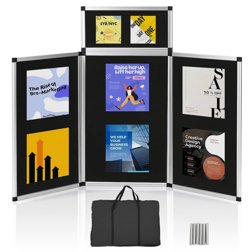 Foldable 3+1 Bulletin Board, Aluminum Foldable Display Board