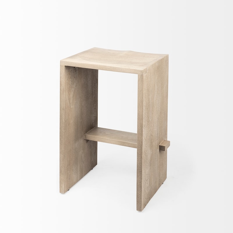 Aida Light Brown Solid Wood Bar Stool