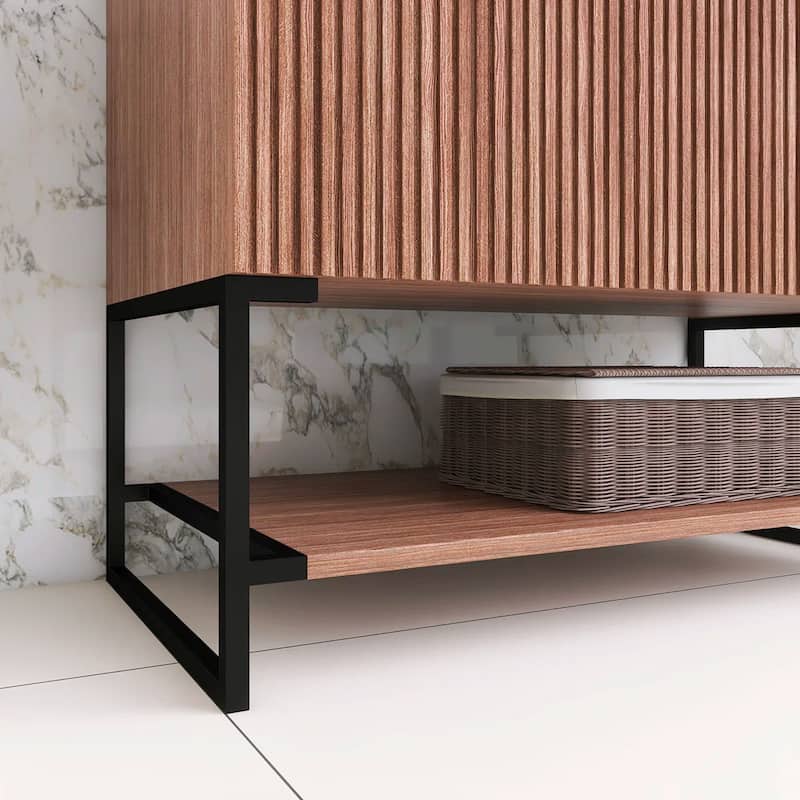 Freestanding Bathroom Vanity with White Integrated Solid Surface Sink