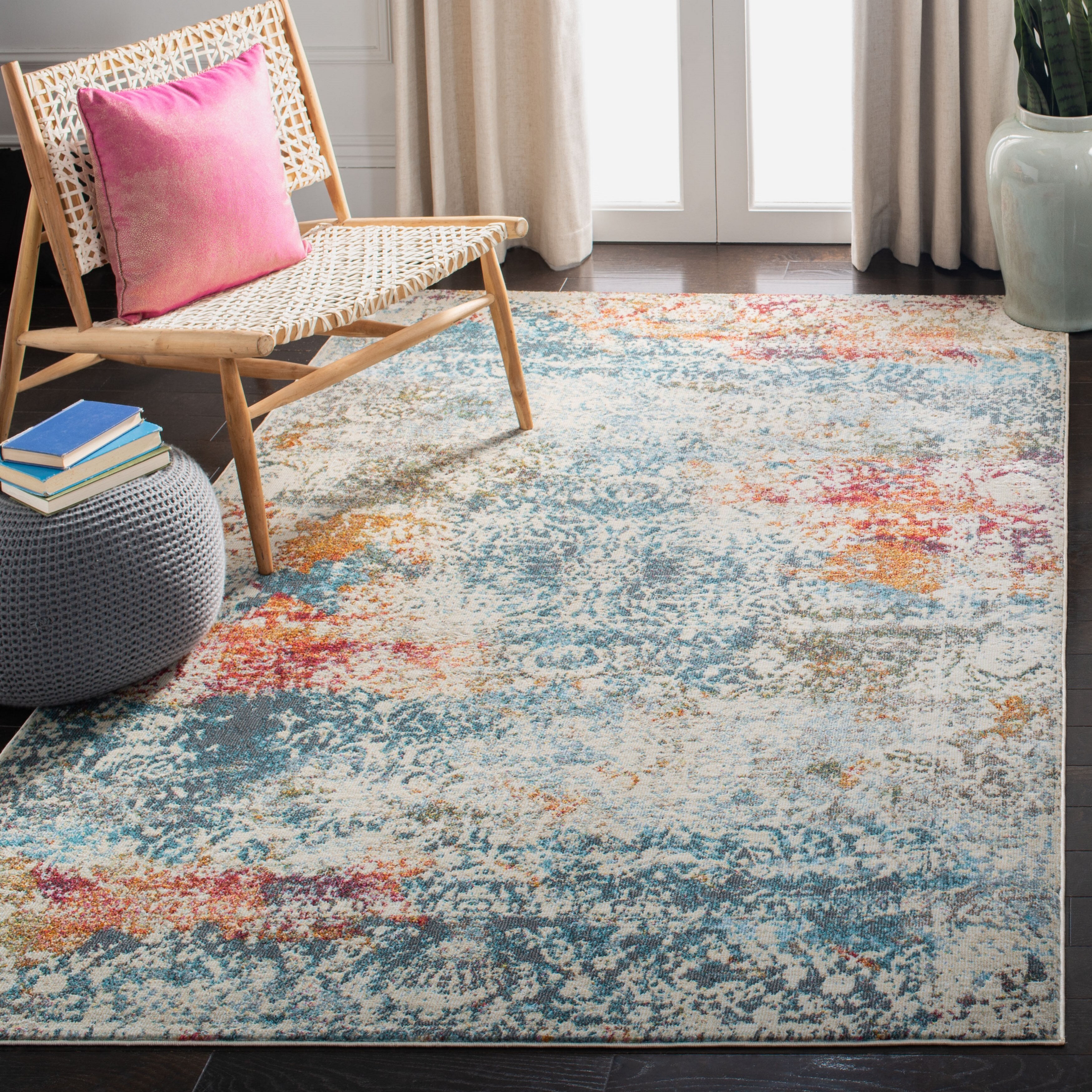 Shop Safavieh Luxor Modern Abstract Ivory Blue Rug On Sale